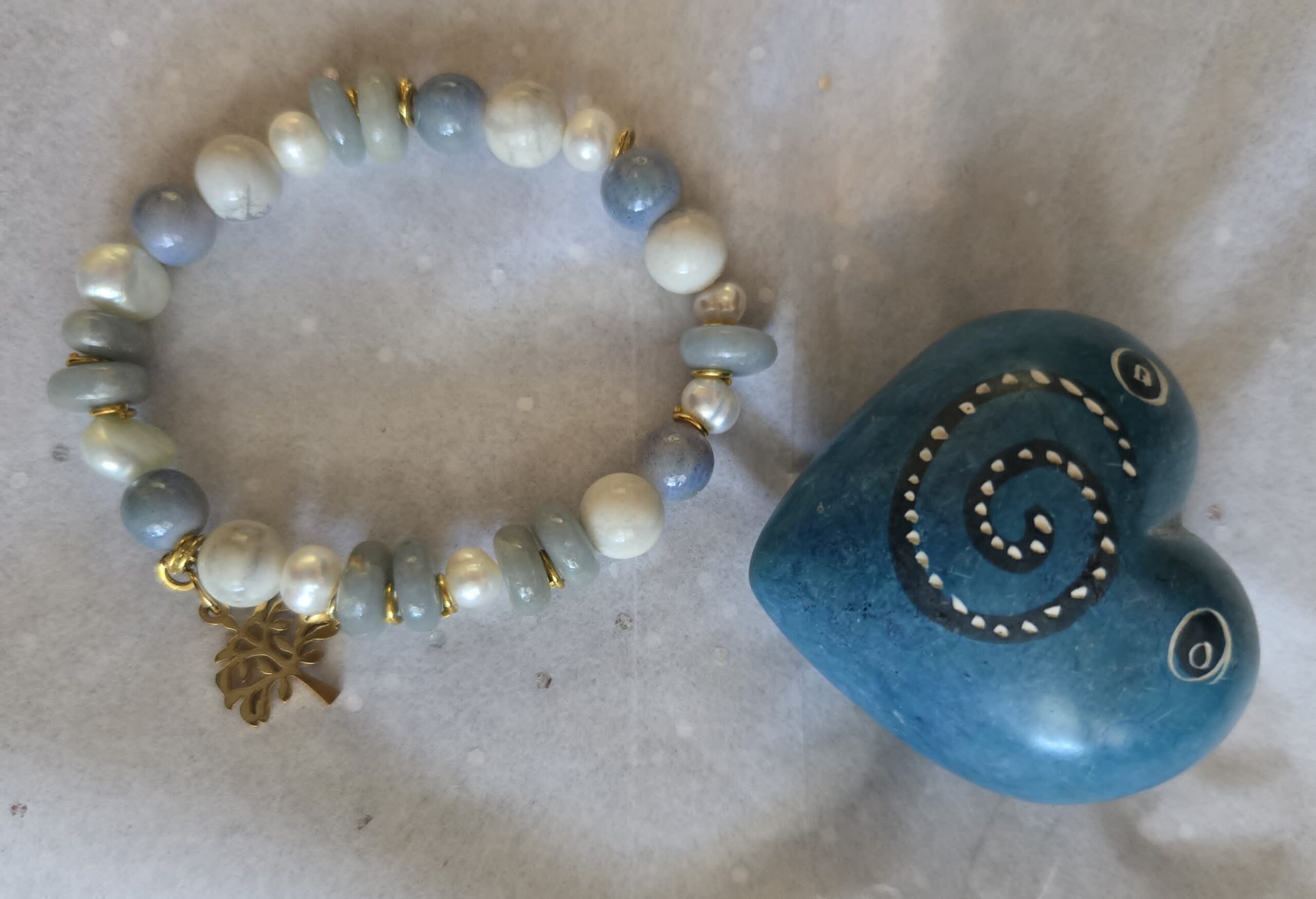 Light Blue & White Bead Bracelet 13